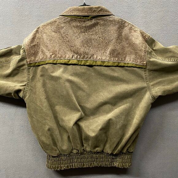Vtg 80s 90s Dual Control Canvas Leather Bomber Flight Jacket Mens M Quilted Line - Picture 4 of 16